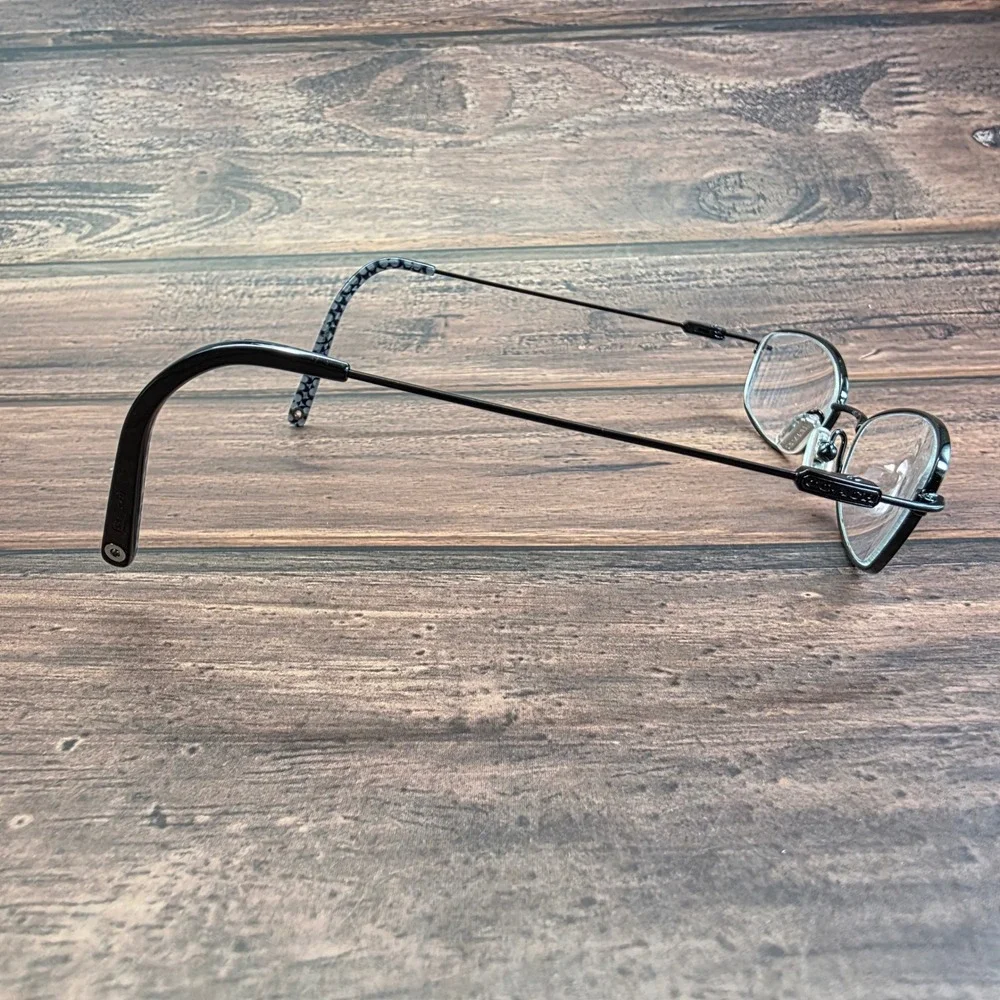 Coach‎ Bridget 308 Black Metal Oval Eyeglasses Frames Signature Monogram Tips